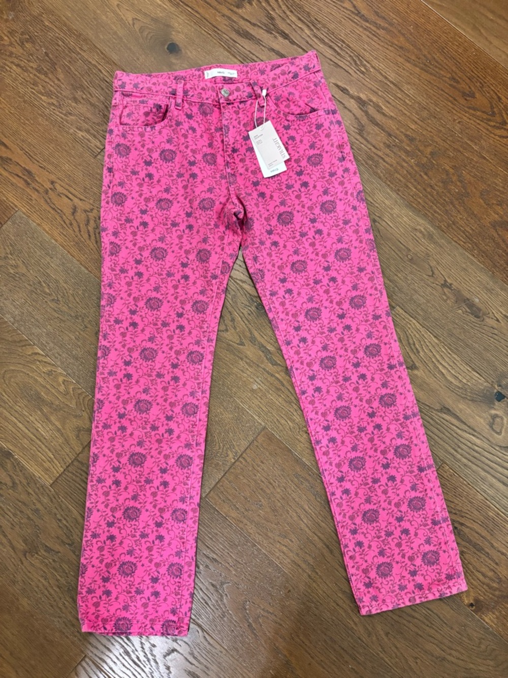 Mango Sylvia Floral Straight-Leg Jeans